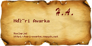 Hári Avarka névjegykártya